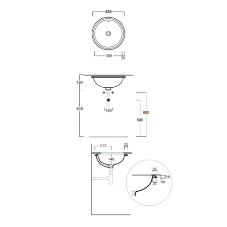 SIMAS Lavabi d'arredo Раковина под столешницу 42.5см BLANCO, цвет белый 