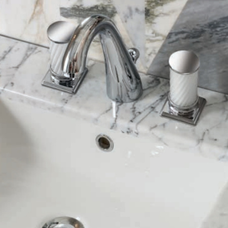 OASIS LUTETIA Столешница мраморная 1650х560х20 мм., с 1 отверстием для раковины, с 3 отверстиями для смесителя, мрамор Bianco Statuario 