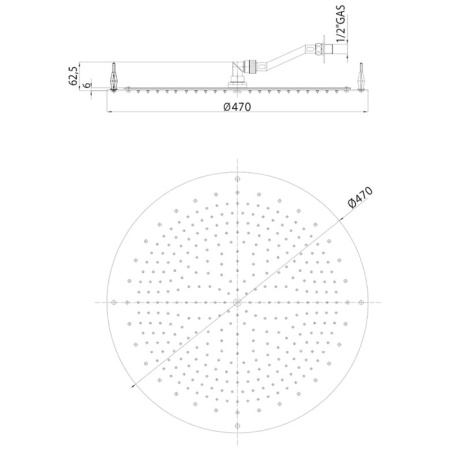 BOSSINI PARIS-OKI Верхний душ Ø 470 mm, FLAT, цвет: хром 