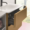 BurgBad Badu База подвесная с дв умыв. из минер литья 1520х510х492 мм, 4 ящика, 1полка, 2 отв под смеситель цвет корпус K0521 серый , фасад T0015 Gold 