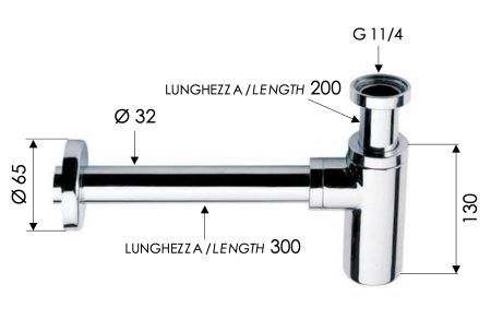 Сифон 1”1/4 Remer 958LBO, белый матовый 
