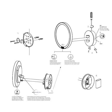 Decor Walther Round Just Look WD Косметическое зеркало 21.5см, подвесное, увел. 5x, подсветка LED, цвет: хром 