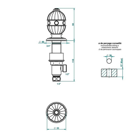 THG AMBOISE ONYX NOIR Вентиль смесителя для раковины, вставки темный оникс, цвет полированное золото 