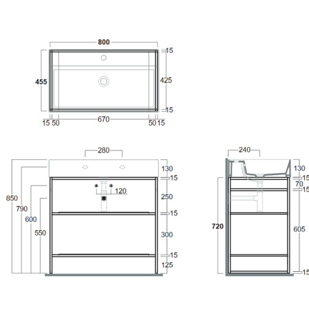 SIMAS AGILE Структура металлическая 81x46xh72 см, напольная, для раковины AG81, с 2 полками, цвет черный матовый 