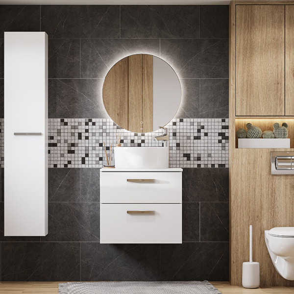 Roca LUNA Зеркало круглое 600х20х600 мм, с LED-подсветкой по периметру, с сенсорным выключателем с диммером (ZRU9307557) 