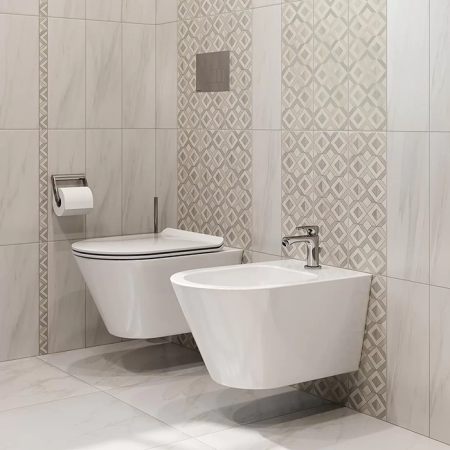 Kerama Marazzi Унитаз Plaza Modern/Плаза Модерн подвесной безободковый, с крепежом, белый глянцевый 