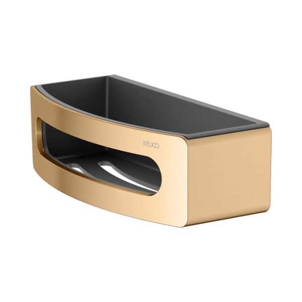 Keuco ELEGANCE Полочка для душа, съемная вставка (небьющаяся и нечувств. к УФ), скрытый крепеж в к-те цвет: brushed brass/anthracite 