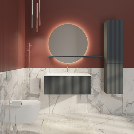 TW Shape комплект мебели, база с раковиной Kerasan 547001*1, 102х52см, с 1-м выдвиж. ящиком с механизмом push to open, цвет: серый матовый RAL7016 