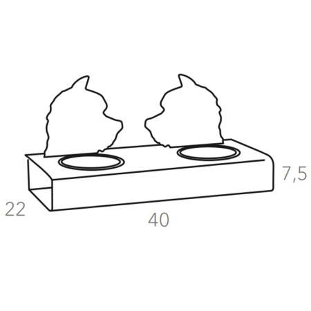 ADJ Подставка с мисками Dog, хром, 40x22xH7.5 см., цвет: бордо/коньяк 