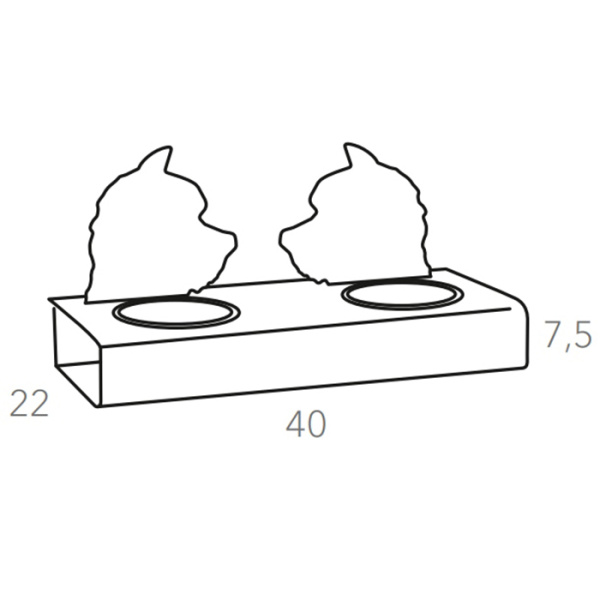 ADJ Подставка с мисками Dog, хром, 40x22xH7.5 см., цвет: бордо/коньяк 