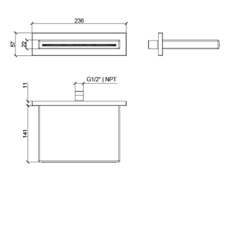 Almar Каскадный душ , 200х140 мм, черный матовый 