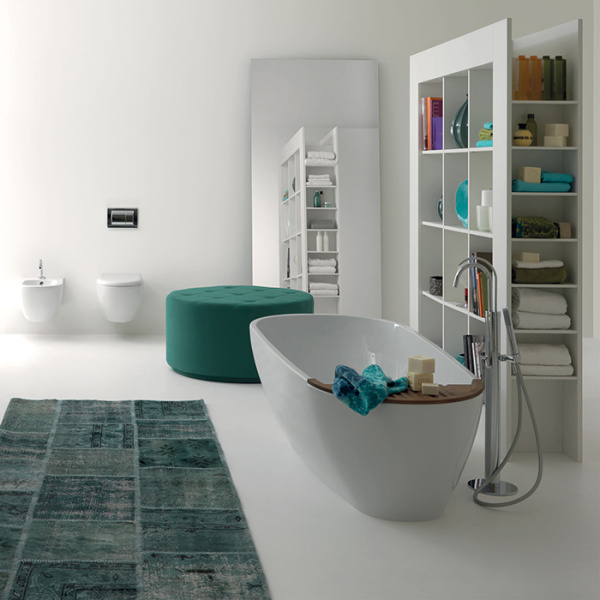 KERASAN Aquatech Ванна из минерального материала  170х70см, цвет белый (без декоративной накладки из натур. дерева) 