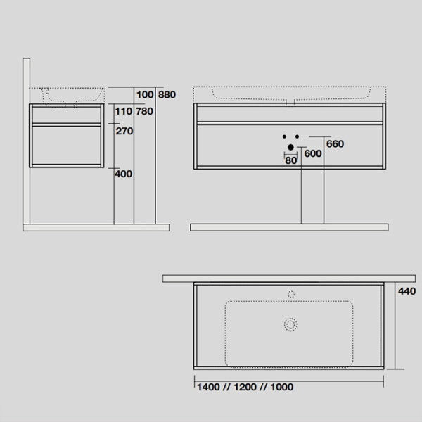 KERASAN Cento раковина 100х45 с 1отв под смеситель, белая 