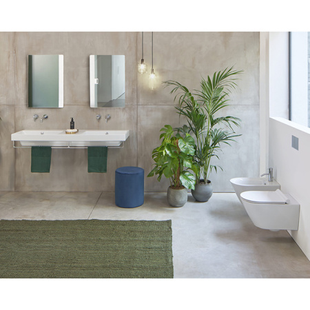 Catalano ZERO Раковина 150x50 двойная, без отв. под смеситель, покрытие Cataglaze+, цвет белый глянцевый 