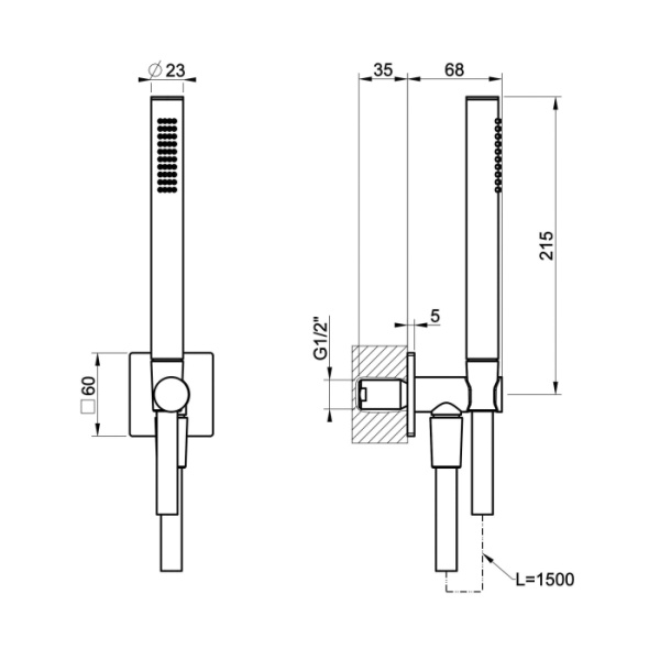 GESSI INCASTRI  Ручной душ со шлангом 150 см и держателем,  цвет: Brass Brushed PVD 
