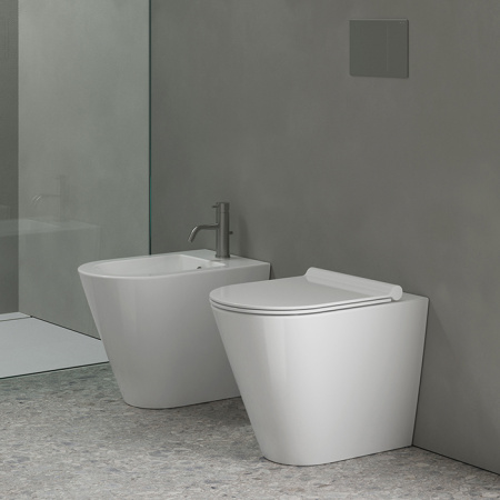 Catalano ZERO Унитаз напольный 55x35, безободковый, универс.слив, смыв Tornado, покрытие Cataglaze+, без крепежа, цвет белый глянцевый 