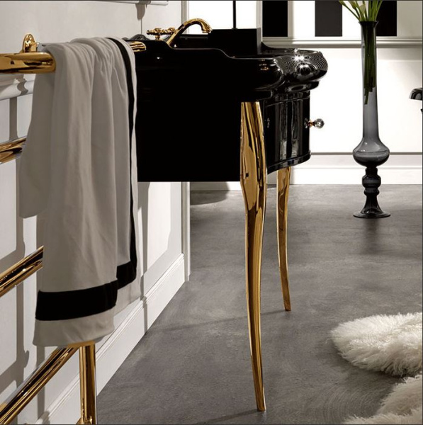 KERASAN Retro, раковина 100*54,5см с 1 отв., цвет: черный блестящий 