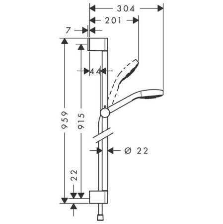 HG Croma Select E Vario Душевой набор: штанга 900mm, ручной душ 110, 3jet (Rain, IntenseRain, Turbo Rain), шланг, цвет: белый/хром 