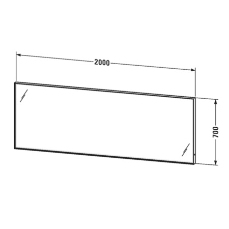 DURAVIT L-CUBE Зеркало 2000х700х67 мм., LED подсветка 3500K с 4-х сторон, сенсорный выключатель справа внизу 