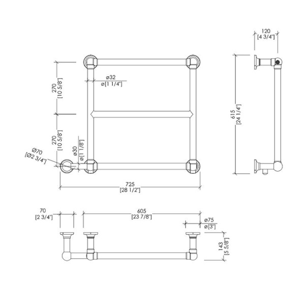 Devon&Devon Iside 5 Полотенцесушитель электрический 725x615x143 мм., скрытое подключение слева, цвет никель блестящий 
