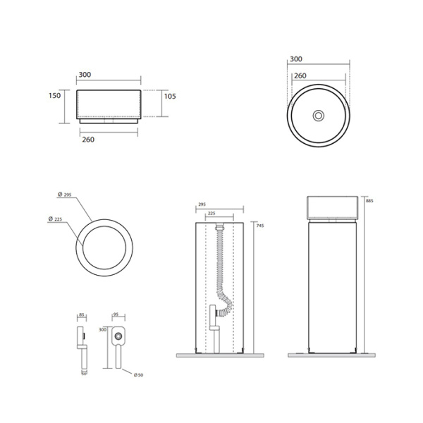 Kerasan  Oke Пьедестал для раковины 5540,слив в пол с креплением WB5N, цвет: белый 
