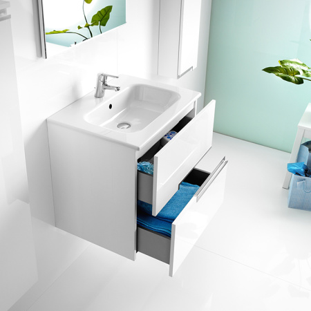 Roca VICTORIA NORD ICE EDITION Тумба подвесная 586x450x550 мм. для раковины 600 мм, c 2 ящиками, белый глянец (ZRU9302730) 