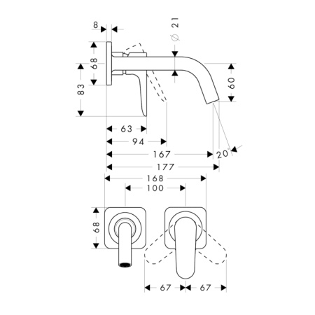 AX Citterio M Смеситель для раковины , цвет шлифованный черный хром 