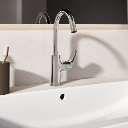 Ideal Standard Ceralife O Смеситель для раковины H215, с поворотным изливом, с донным клапаном, цвет: хром 