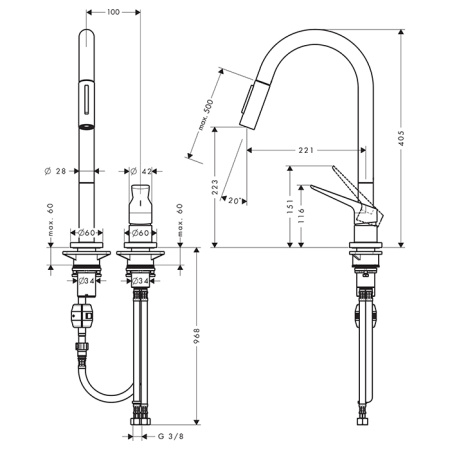 AX Citterio M Смеситель для кухни , цвет шлифованное золото 