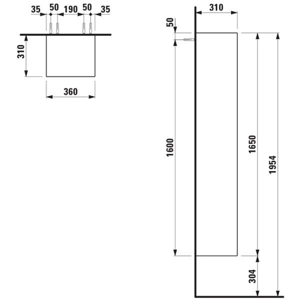 Laufen Palomba Шкаф подвесной, 360х310х1650мм, с 1 дверцей, SX, цвет: темная вишня 