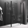NOVELLINI YOUNG Дверь для душа с неподвижным сегментом 870-910х2000 мм., распашная, одностворчатая, реверсивная, профиль черный матов, стекло прозрачн 