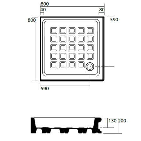 KERASAN Retro поддон угловой квадратный 80х80см, диаметр слива 90, цвет белый 