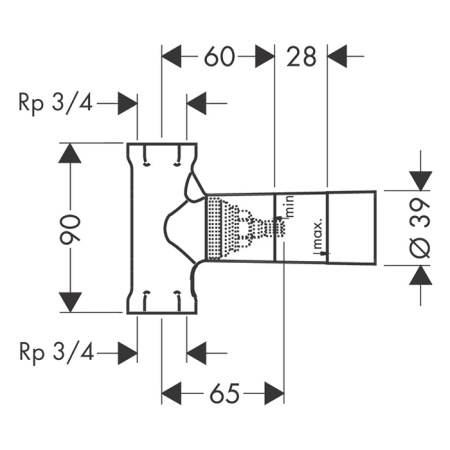 HG Скрытая часть запорного вентиля шпиндельная, скрытый монтаж 3/4, расход воды 130 л/мин 