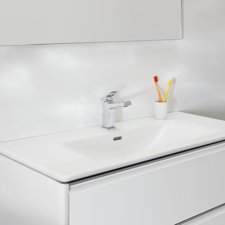 LAUFEN PALACE Комплект мебели 1000х450х545 мм., с раковиной Slim, 2 ящика, органайзер для ящика, ручка анодированный алюминий, цвет белый глянцевый 