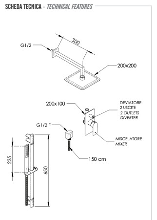 Душевая система Remer Infinity I09S01UFD20 