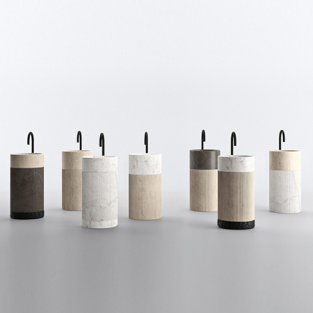 NOORTH milldue edition ROMA III Раковина напольная Ø450x880 мм., слив в пол, c донным клапан, корпус фрезерованный Moka Cream, раковина Bianco Carrara 