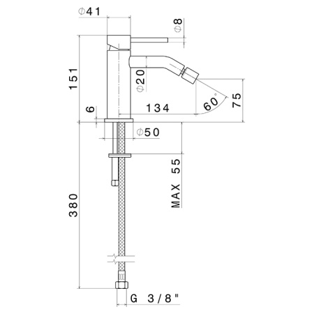 Newform X-Steel 316 Смеситель  для биде без донного клапана, цвет: нержавеющая сталь 