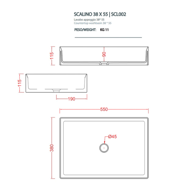 Artceram SCALINO Раковина накладная 38х55 см, без отв под смеситель, без слив перелива, цвет blu zaffiro 