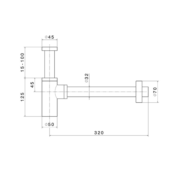 Newform  Сифон для раковины, регулируемый по высоте  D=32 мм - длина=300 мм, цвет:  черный матовый 