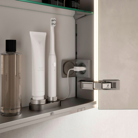 Keuco SOMARIS Зеркальный шкаф 1200x710x128мм 3-дверный двустор. зеркало, P 44 c плавным закр., корпус: алюминий серебристый цвет: 