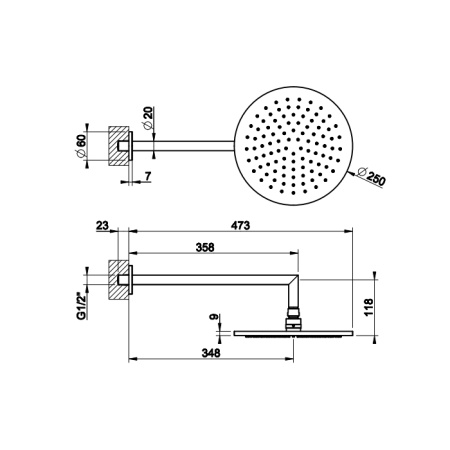 Gessi Anello/Ingranaggio Душевая головка для настенного крепления, поворотная с шарниром, D250 мм, цвет хром 