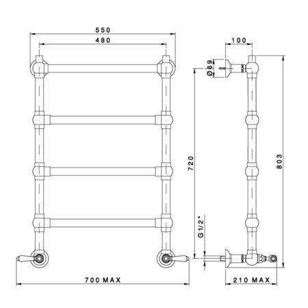 Nicolazzi Complementi Arredo Полотенцесушитель электрический  550х795 мм, цвет Bronze Plated 