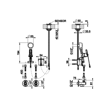 GESSI Электронное удаленное управление для излива, с кран фильтром для регулировки температуры и напора воды, цвет хром 