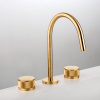 GATTONI MD Смеситель для раковины на 3 отверстия, ручки SAN GIULIO, с донным клапаном, цвет золото матовое шлифованное