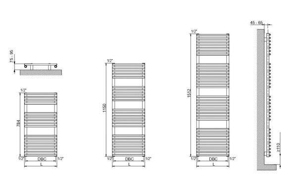 Cordivari Leila, полотенцесушитель водяной 1512/500, цвет хром 