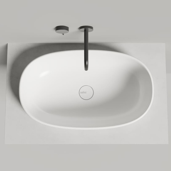 Salini GRECA Раковина на столешницу 645х385х168 мм, без донного клапана, мат-л: S-stone -матовый;, белый 