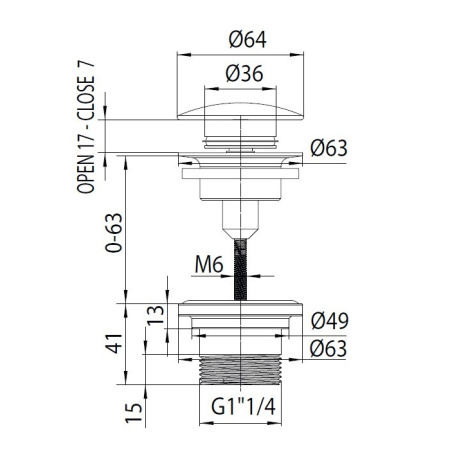 Bossini Teo M Донный клапан клик-клак 1” 1/4., цвет Nero opaco 