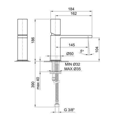 Fantini Milano Смеситель для раковины, 1 отв., без донного клапана, излив 145мм, цвет: хром 