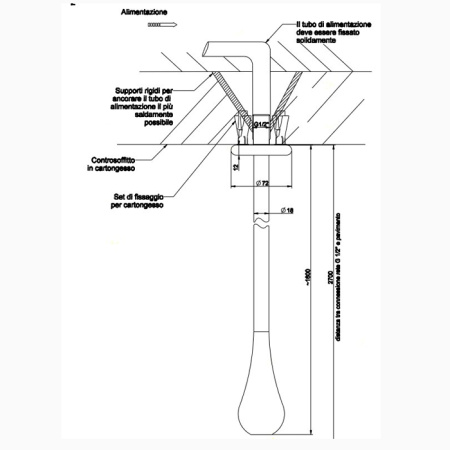 Gessi Goccia Потолочный излив каплевидной формы, для монтажа с удаленным управлением 33700/33709 (не входит в комплект), цвет: хром 