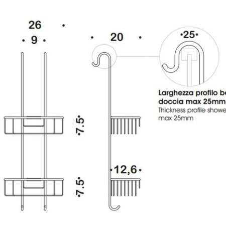 Colombo Complementi Полочка-решетка двойная для душа, цвет: хром 